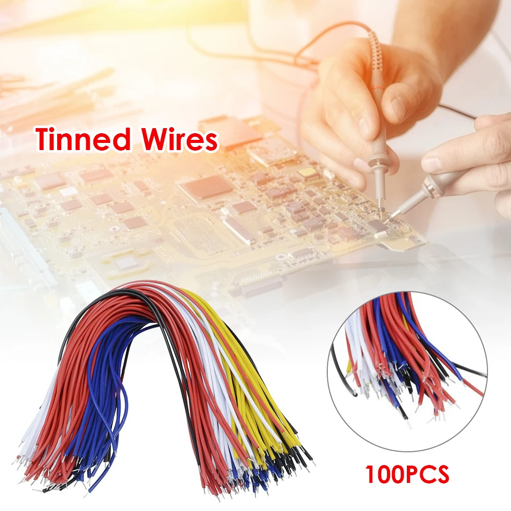 100x Double Tin Plated Breadboard PCB Solder Cable Copper Conductor Wire 8 inch Heat-resistant Cable Wire Soft Wire