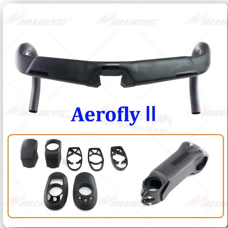 Carbon Integrated Handlebars  Aerofly Carbon Handlebars Matte 31.8*400/420/440mm With Alloy Stem 90/100/110mm