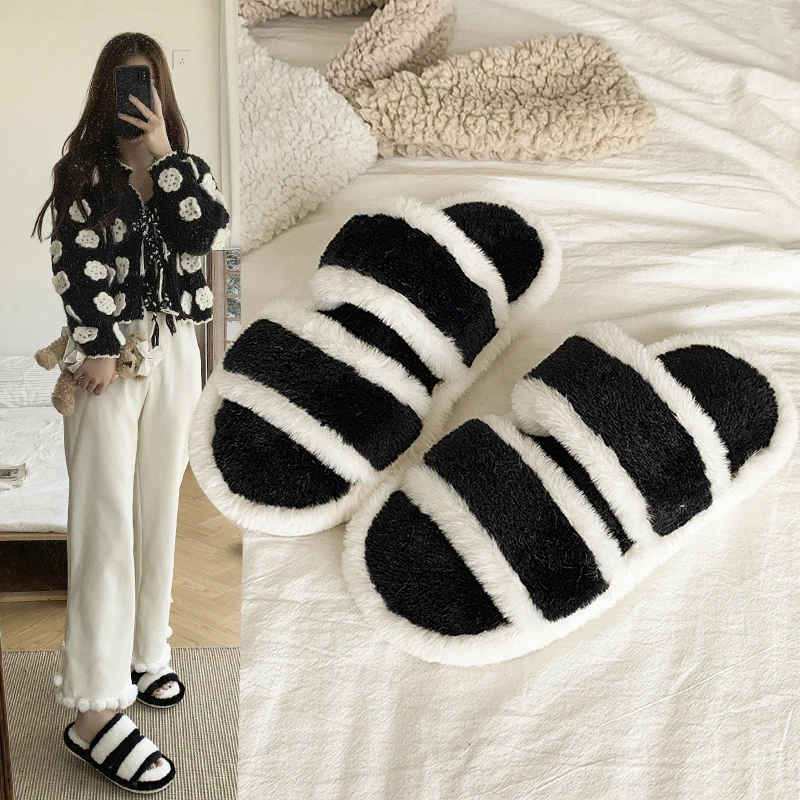 

Новинка осени 202, женские меховые тапочки, круглая праздничная обувь, женские зимние повседневные удобные тапочки на плоской подошве, женские удобные тапочки