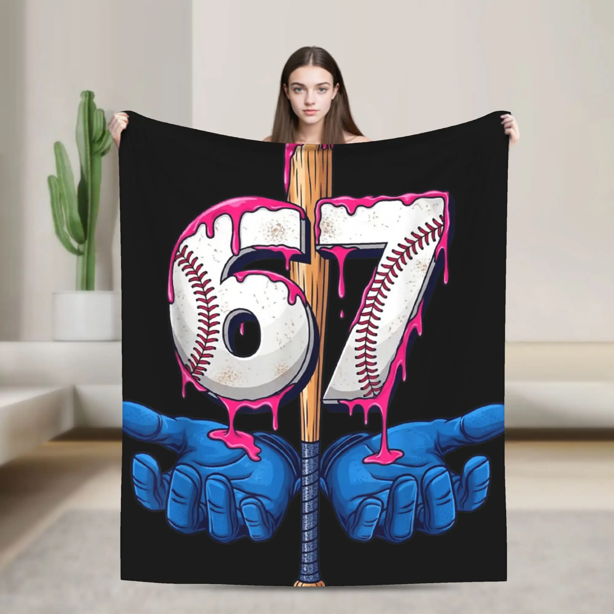 

Baseball 67 Six Seven Funny Gen Alpha Meme Drip Blanket Warm Bedding Throws Winter Kids Adult Living Room Comfortable Bedspread