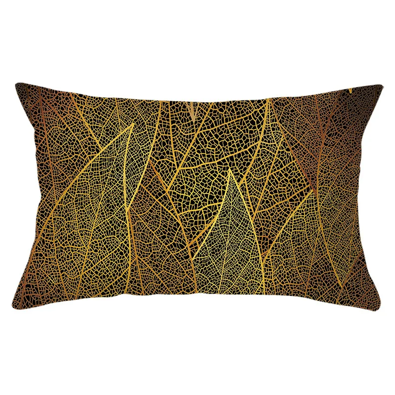 Black gold plant series waist pillowcase custom peach skin sofa pillow case home fabric supplies pillow case