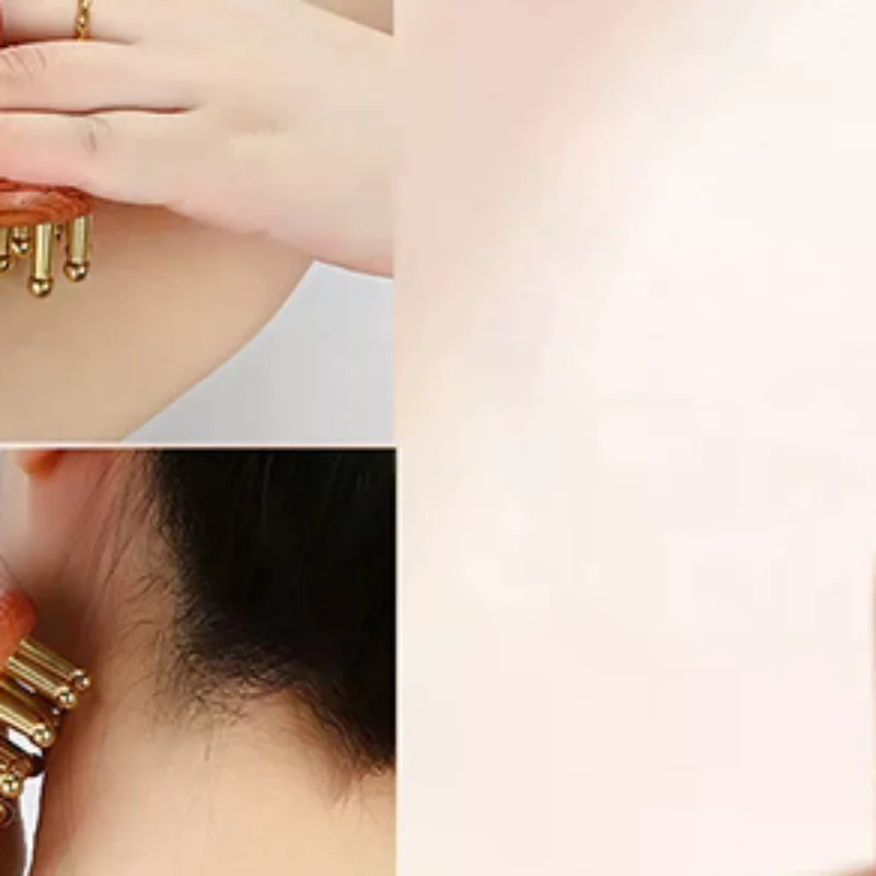 

Tooth Solid Copper Meridian Brush Red Sandalwood Handle Massage Brush Multipurpose Beauty Body Relaxation Sculpting Massage Tool