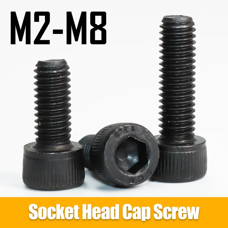 Hexagon Bolt Hex Socket Cap Head Bolt M2 M3 M4 M5 M6 12.9 Grade Carbon Steel Allen Screw Din912 Mechanical Furniture Black Screw