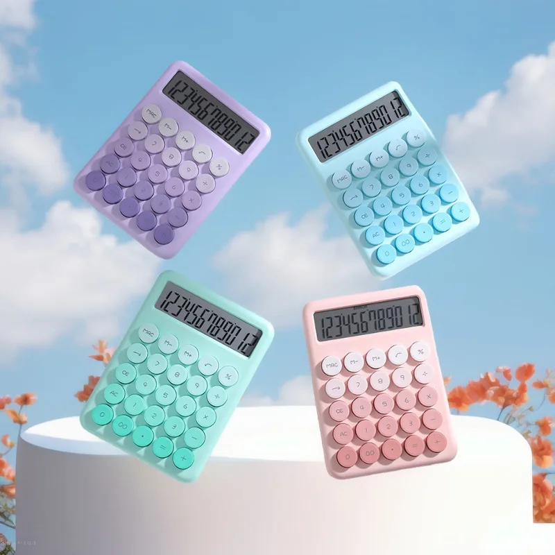 

Cute Design 12Digit Desktop Calculator with Easy To Read Screen and Quiet Key for Quiet Lovely Environment for Students
