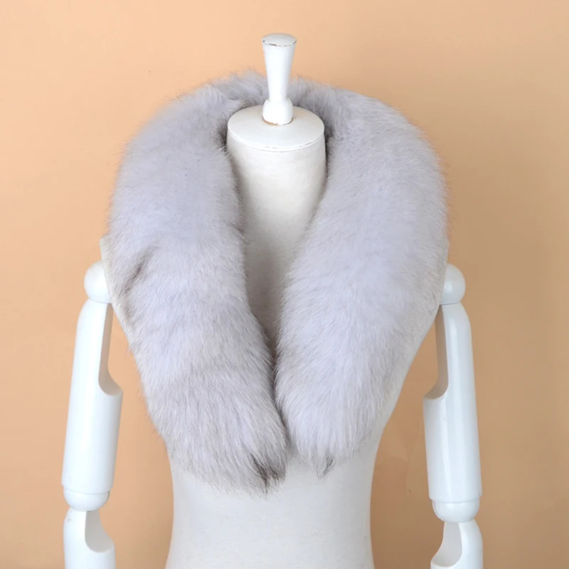 Natural Fur Fox Scarf for Women Winter Warm 100% Real Fur Scarves Fashion Drawstring Large Fox Tail Fluffy Mufflers Long 80cm