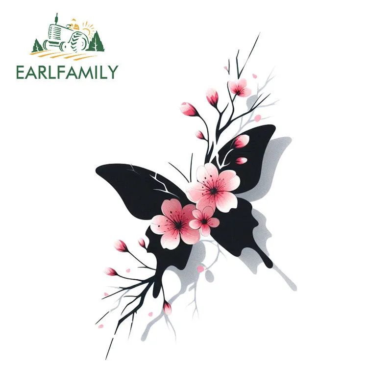 EARLFAMILY Schmetterling x Kirschblüten Autoaufkleber Windschutzscheibe Stoßstange Kofferraum Laptop JDM Vinyl Aufkleber Kratzschutz Autozubehör