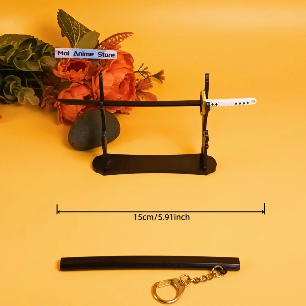 6인치 애니메이션 카타나 키체인 피규어 금속 닌자 칼 검 오리지널 사무라이 검 실제 크기 일본 카타나 무딘 칼 장난감 선물