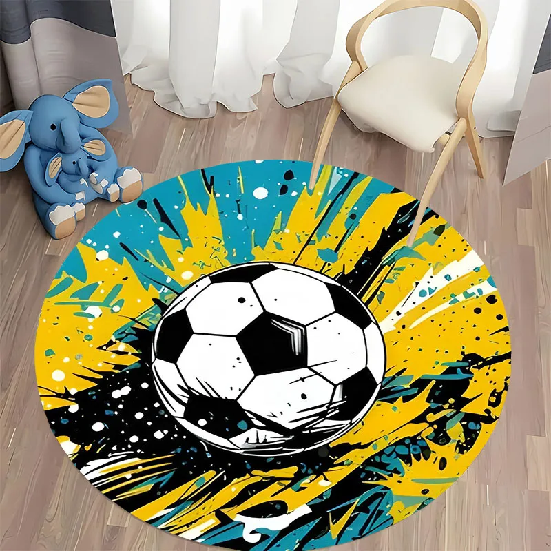 Free shipping! Dynamic Soccer Design Round Rug for Sporty Spaces round carpet for home sofa bedroom, gift