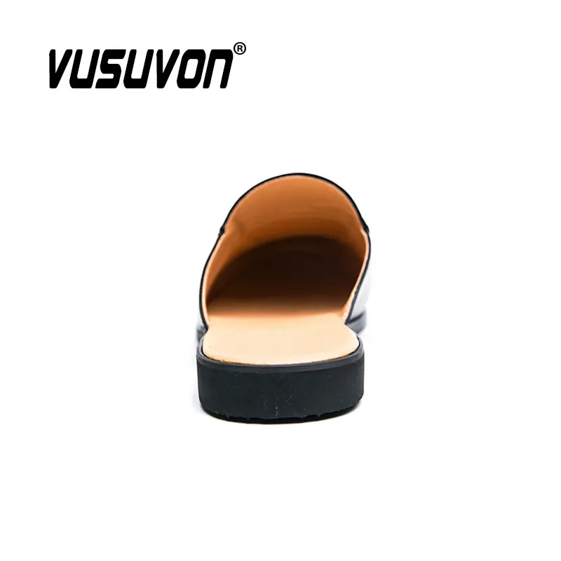 Men Mules Slippers Suede Leather Loafers Moccasins Outdoor Non-slip Black Casual Slides Summer Spring Fashion Shoes