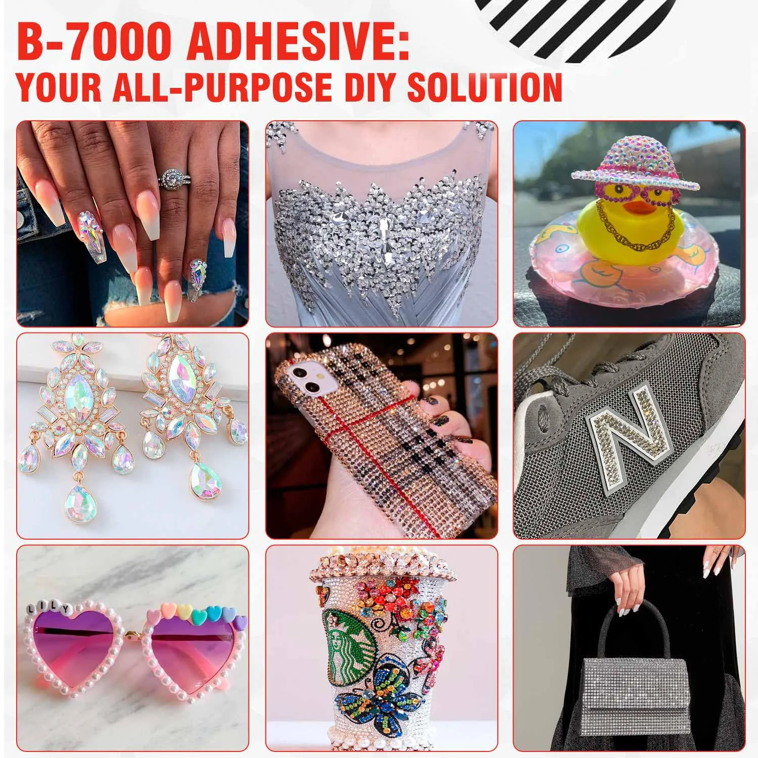 B7000 basso odore non tossico colla potente, colla speciale per l'incorporazione di gioielli trasparente senza traccia giallo adatto per la manutenzione manuale di gioielli in vetro 110ml 1-5pcs