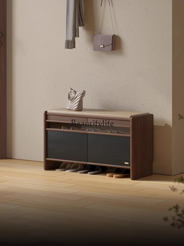 

Entry shoe change stool can sit black walnut entrance shoe cabinet