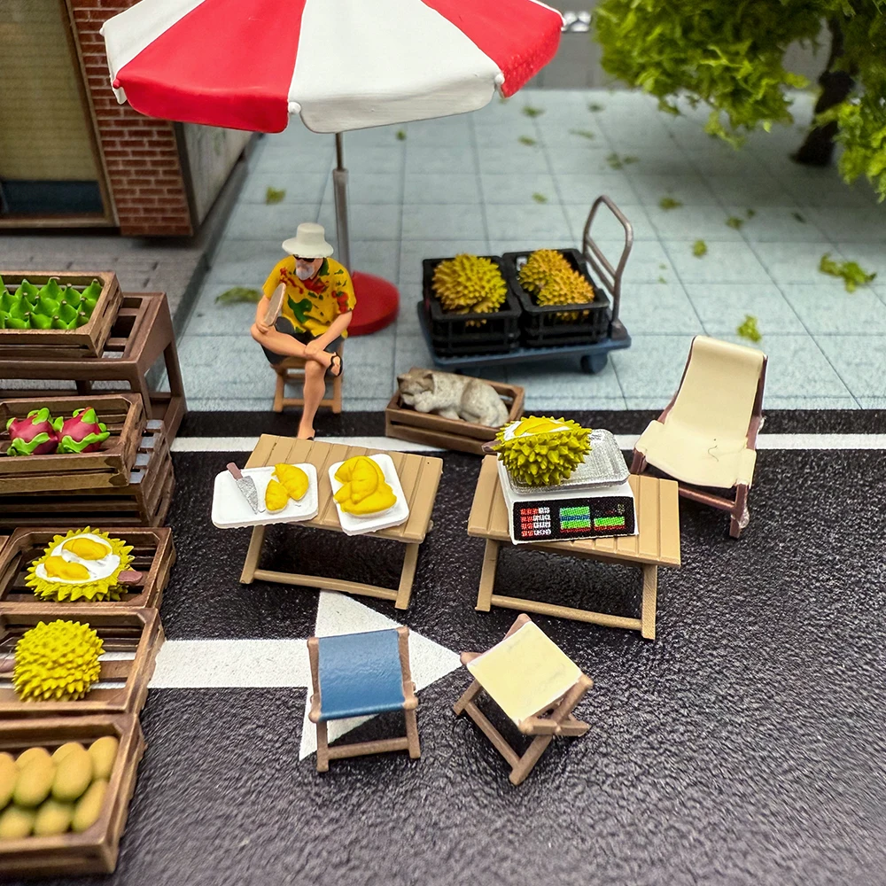 Kicarmod 1:64 conjunto de suporte de frutas impressão 3D material de resina cena em miniatura figura modelo ornamento