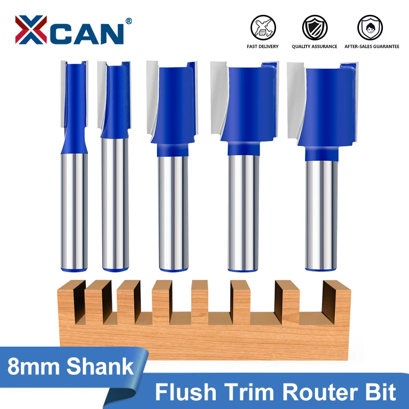 

XCAN Flush Trim Router Bit 8mm Shank Carbide Milling Cutter Wood Straight End Mill For Woodworking Flush Trim Tenon Cutter