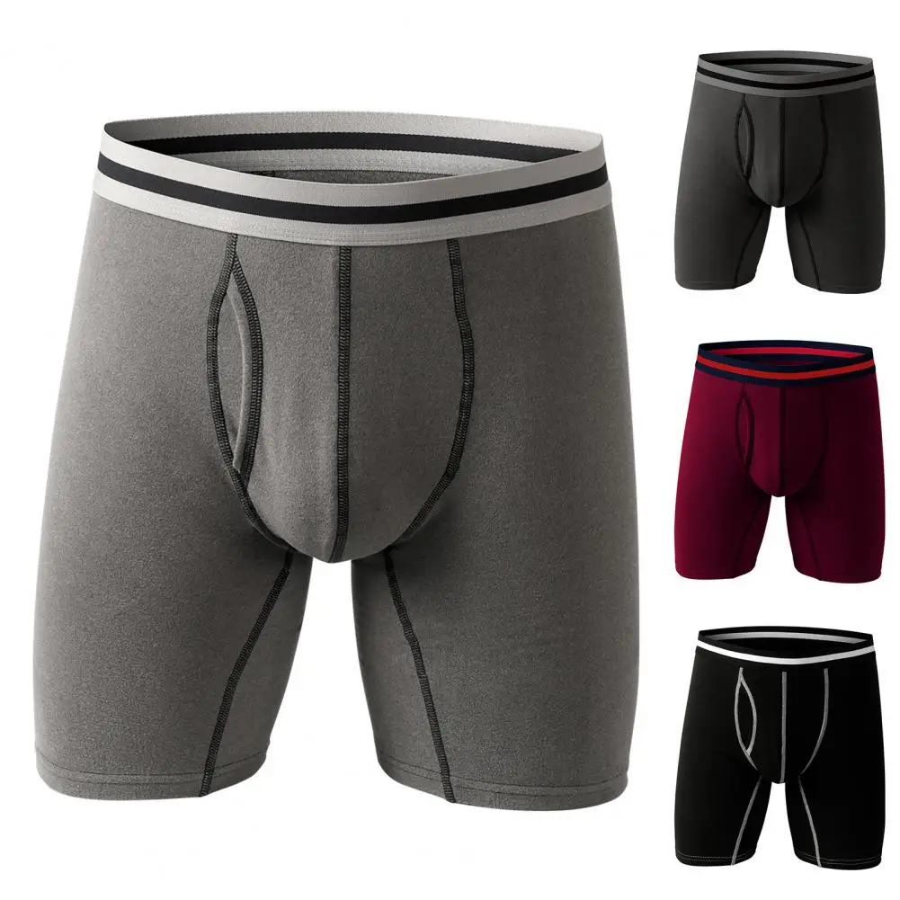 Winter Men Panties U Convex Solid Color Stretchy Mid Waist Underwear Shorts Coldproof Close Fit Underpants Sexy Boxers Cotton