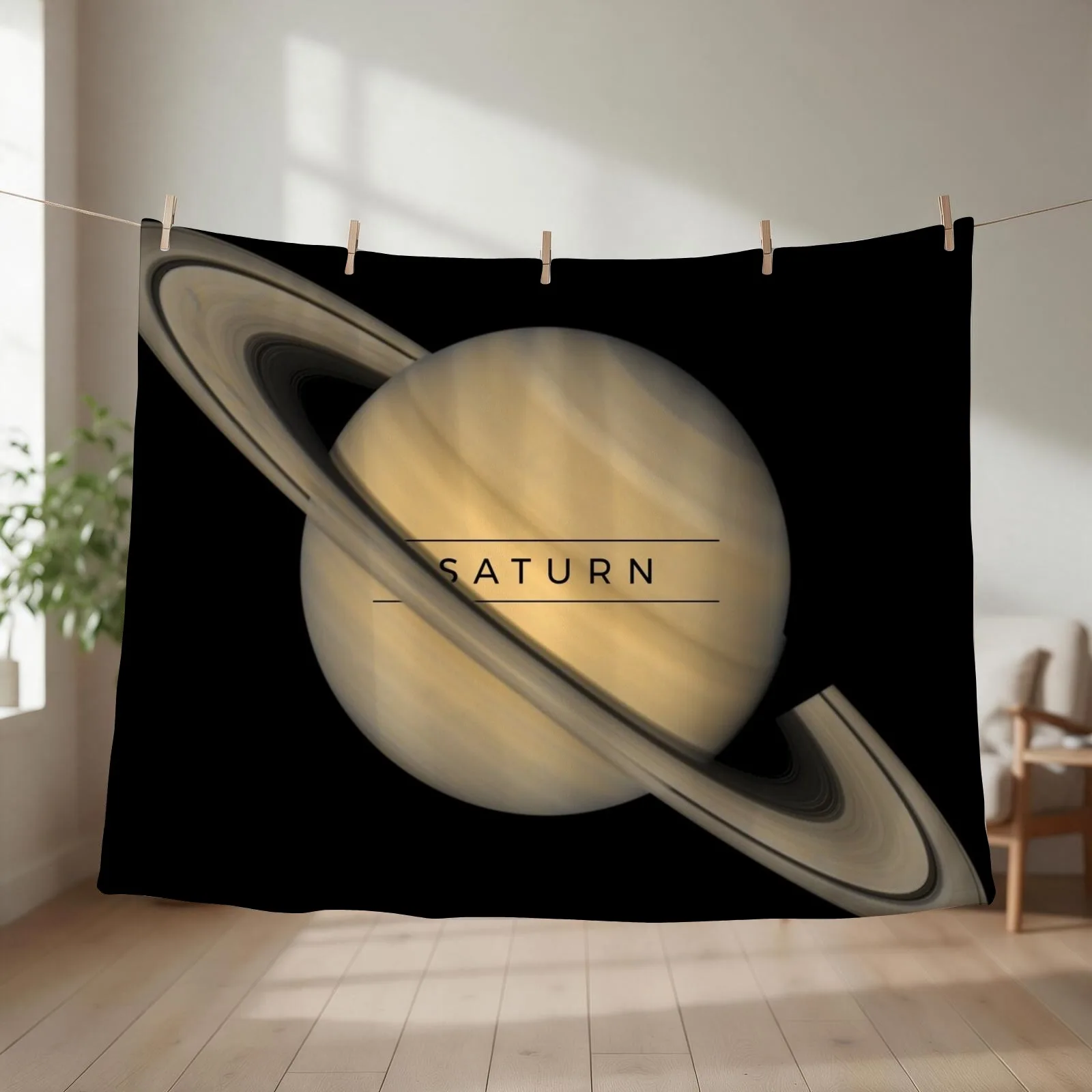 Saturn -- Planets Moons Solar System Education Series Set Throw Blanket couch cozy soft plush fuzzy picnic outdoor blanket