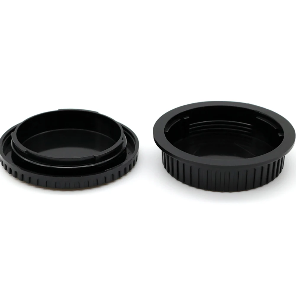 Lente de montaje para cámara Canon EF/EF-S, tapa de lente trasera + tapa de cuerpo de cámara, juego de tapa de plástico negro con logotipo de Canon