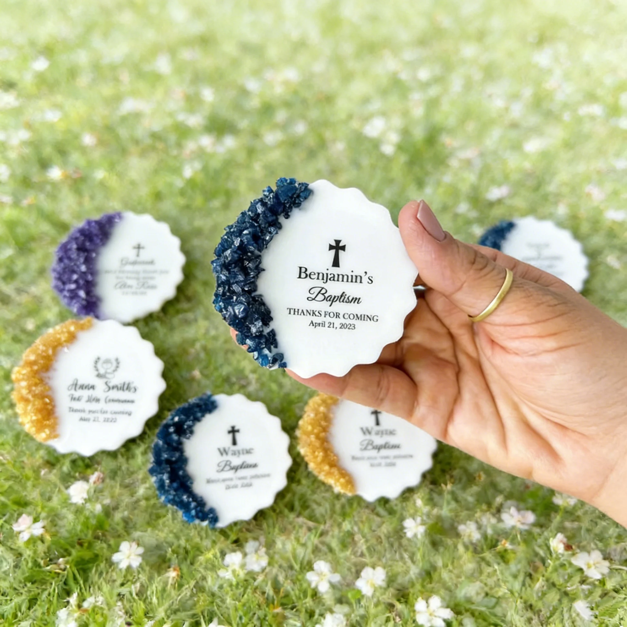 Epoxy Resin Magnet Baptism Favors | Custom Christening Gifts | Wedding & Baby Shower Party Favors Bulk for Guests