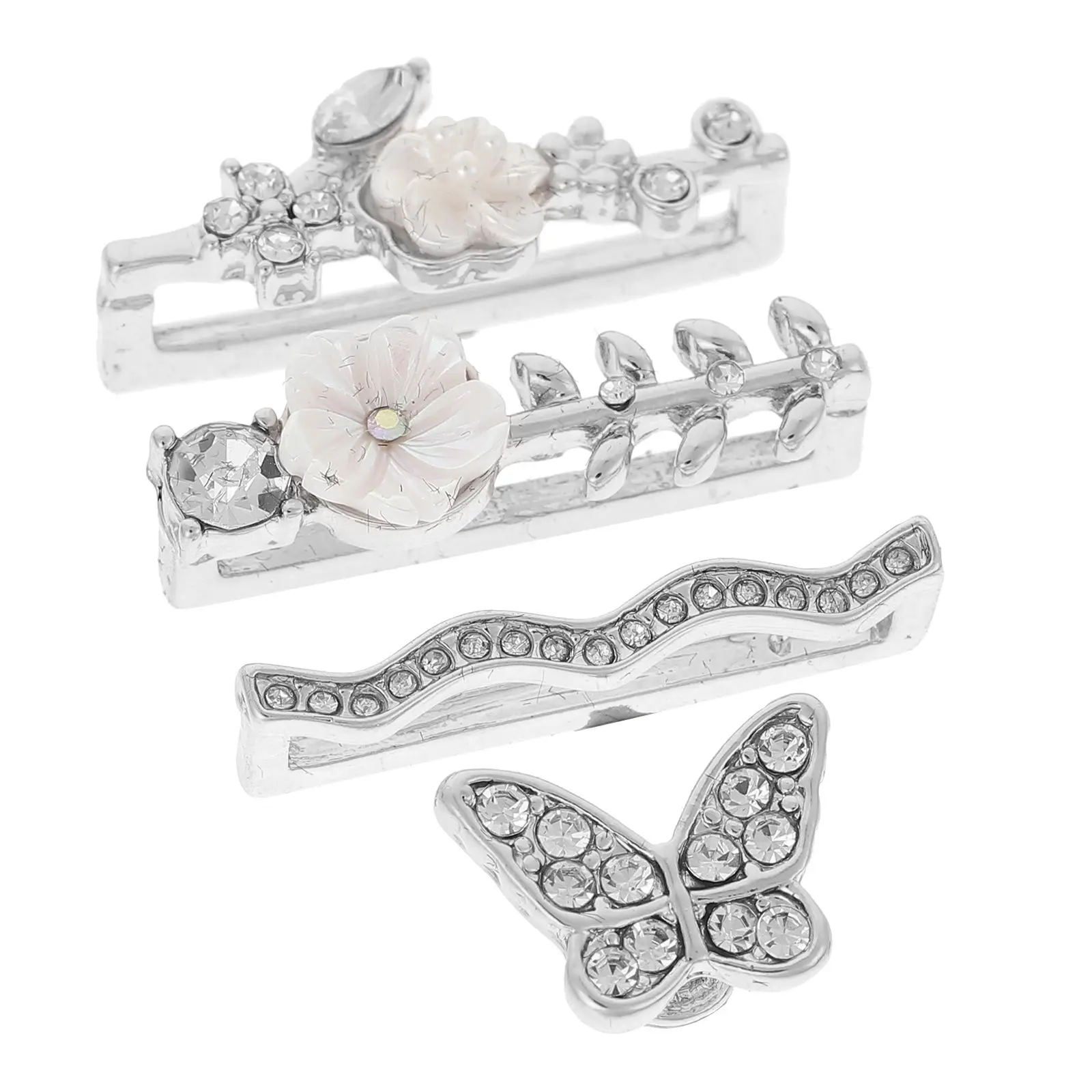 

4 Pcs Band Decorative Ring Decors Accessories Watchband Charm Rhinestones Charms