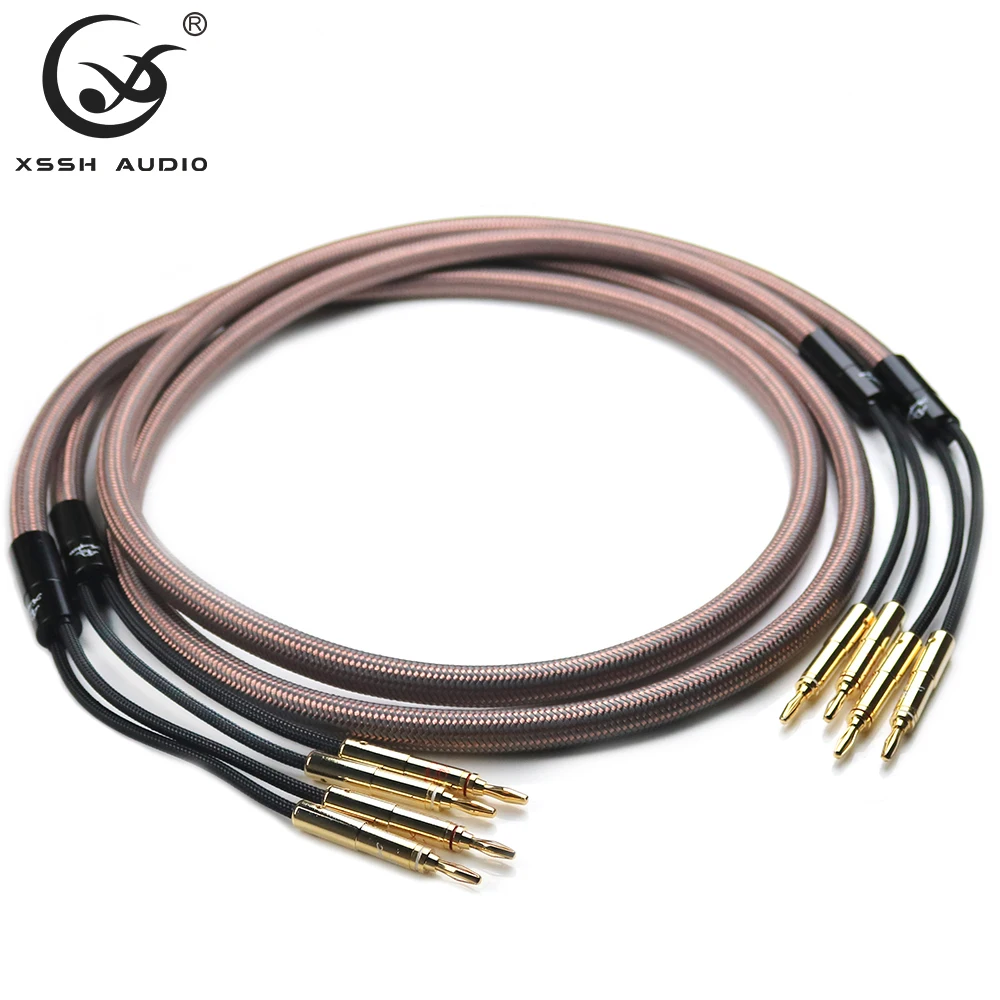 1 Pairs Home Theater Ampifier Line Wire Audio Line Hifi Pure Copper Plating Banana Plug to Banana Plug Speaker Wire Cable Cord