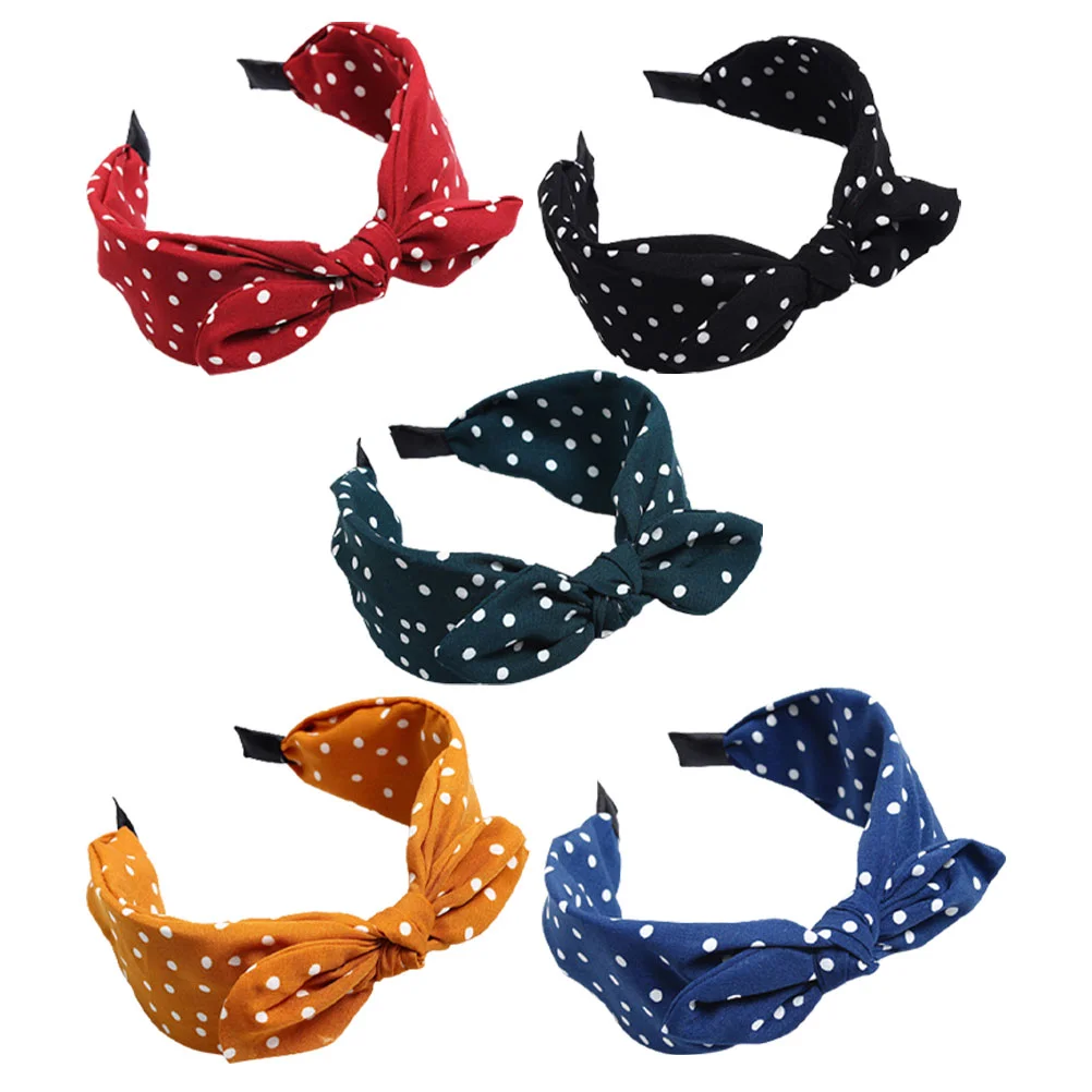 5 pçs faixa de cabeça arco bandana pontos padrão cabelo decorar headbands crianças meninas para mulher