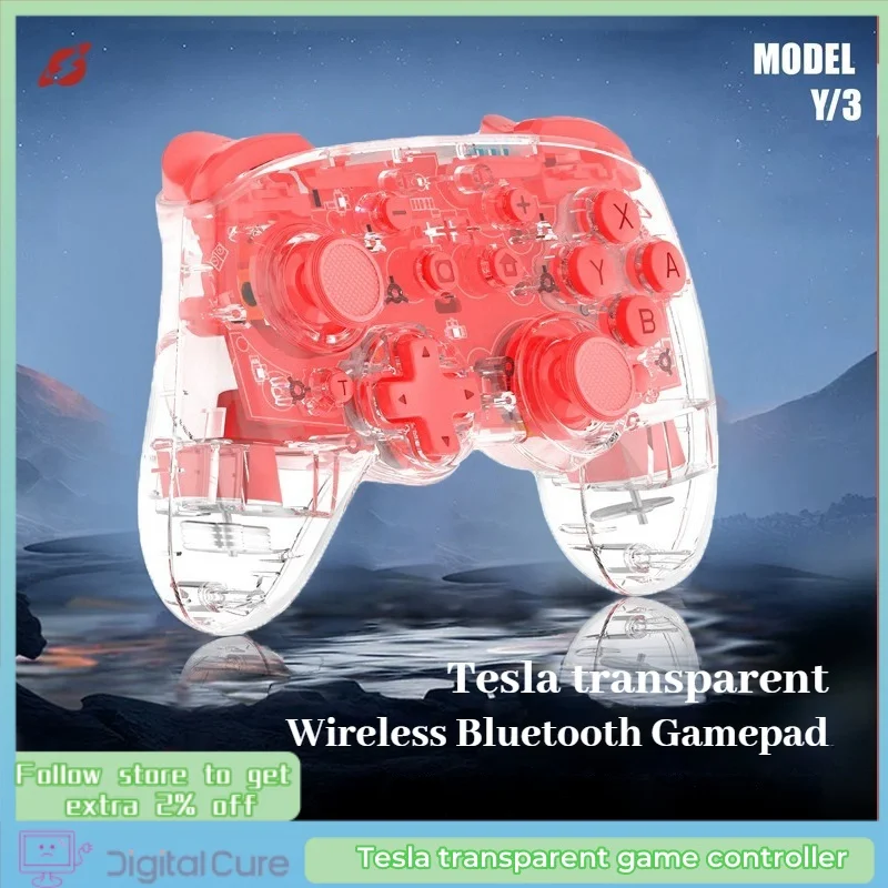 Tesla Transparent Game Controller Suitable For Tesla Amd Car Model Refresh 3/Y/X Bluetooth Wireless Connection Switch Car Game