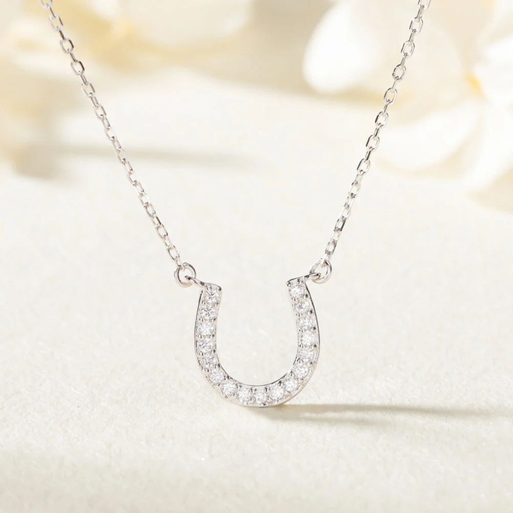 Trendy Horseshoe Pendant Necklace Women Creative Jewelry Chain Sterling Silver Fashion Accessory Gift Chain Necklace For Charm