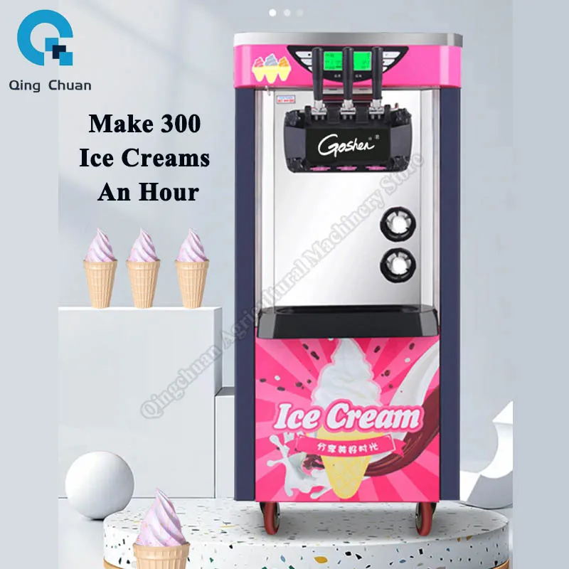 

2200W Ice Cream Machine 26 - 28L/H Stall Commercial Full-automatic Desktop 110/220V Ice Cream Machine