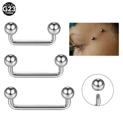 1PCS Titanium Piercings Double Ball Staple Micro Dermal Anchor Bars Piercings 14G Skin Diver Surface Barbell Piercings Jewelry