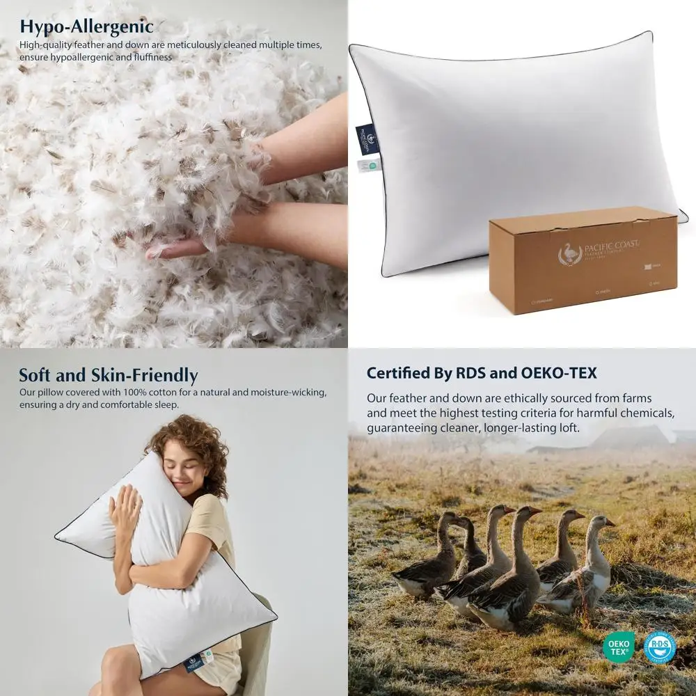 

Medium Support Luxury Goose Down Pillow with 100% Cotton Shell - Hotel Quality Sleep