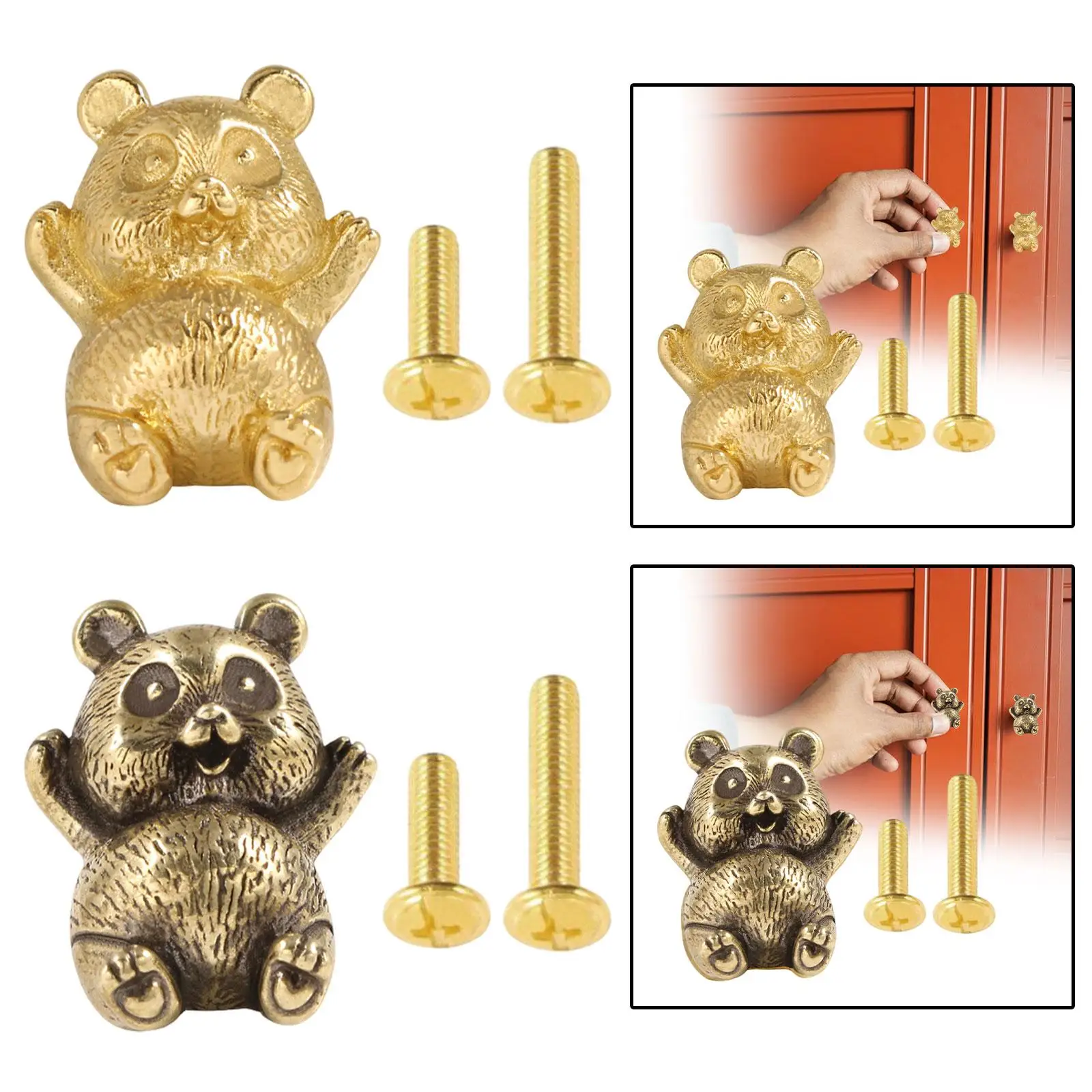 Brass Panda Furniture Handle Kitchen Drawer Handle Cute Gift Creative Hardware Sturdy Wardrobe Door Pull for Bedroom Bathroom