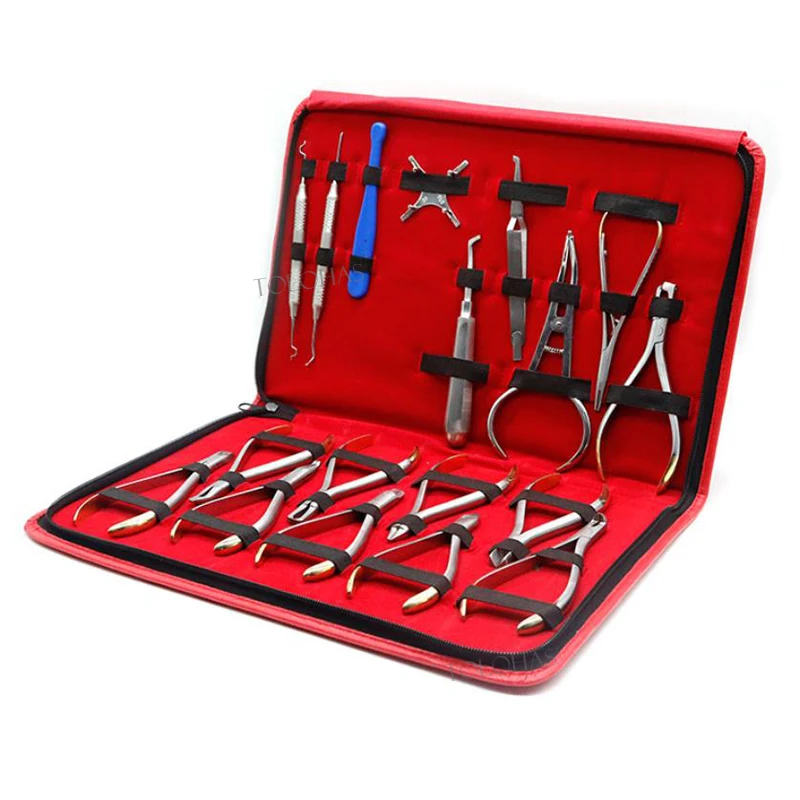 

2026 LHMO Orthodontic Forceps Forming Pliers Stainless Steel Instrument 18 PCS Basic Orthodontics Dental Instruments Set