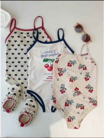 Girls' Swimsuit 2026 Spring and Summer New Children's Wear Korean Style Girl Baby Cute Navy Style Bow Quick Dry Swimsuit