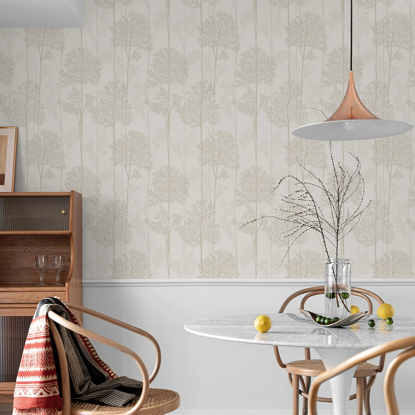 Light Yellow Trees Peel And Stick Wallpaper Waterproof Self Adhesive Warm Wall Contact Paper Retro Cabinet Sticker For Furniture