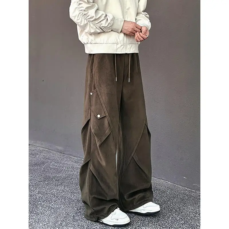 

Heavyweight Starry Night Woolen Workwear Pants Men's Thiened Drapey Wide Leg Loose Fit American Sle Casual Trousers
