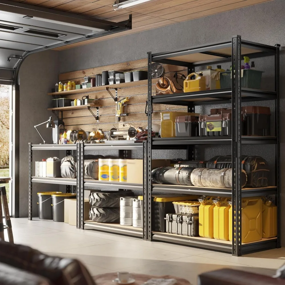 Heavy-Duty Adjustable 5-Tier Metal Storage Shelves for Garage, 27.7W x 2010LBS Capacity, Rust-Resistant, Space-Saving Design