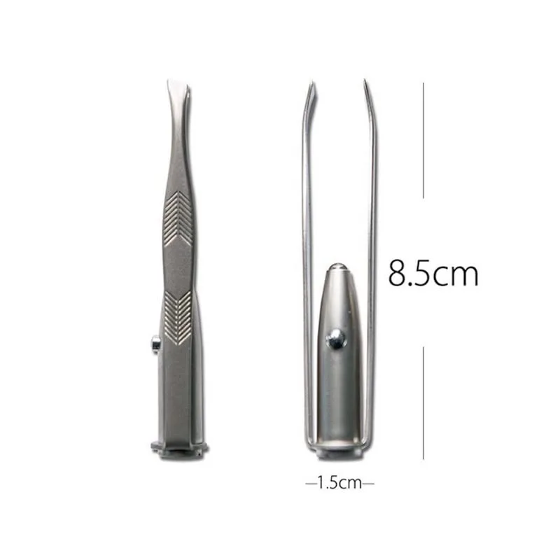 Pince à sourcils éclairée par LED – Pince à épiler en acier inoxydable avec étui portable, outil de maquillage ergonomique pour l'épilation et le toilettage