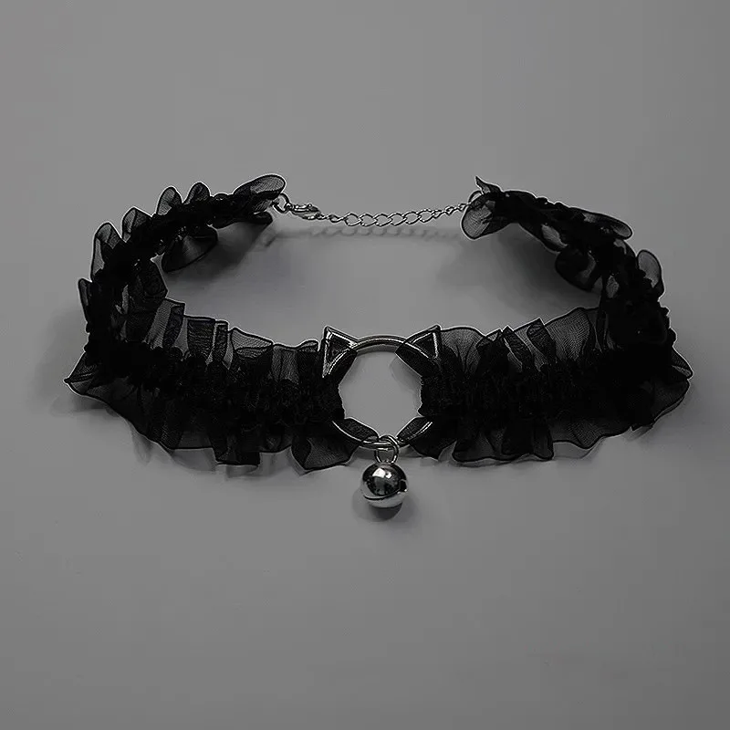 Lolita Collar Women's Bell Cat Lace Neckband Choker Neck Collarbone Chain Necklace Anime Accessories