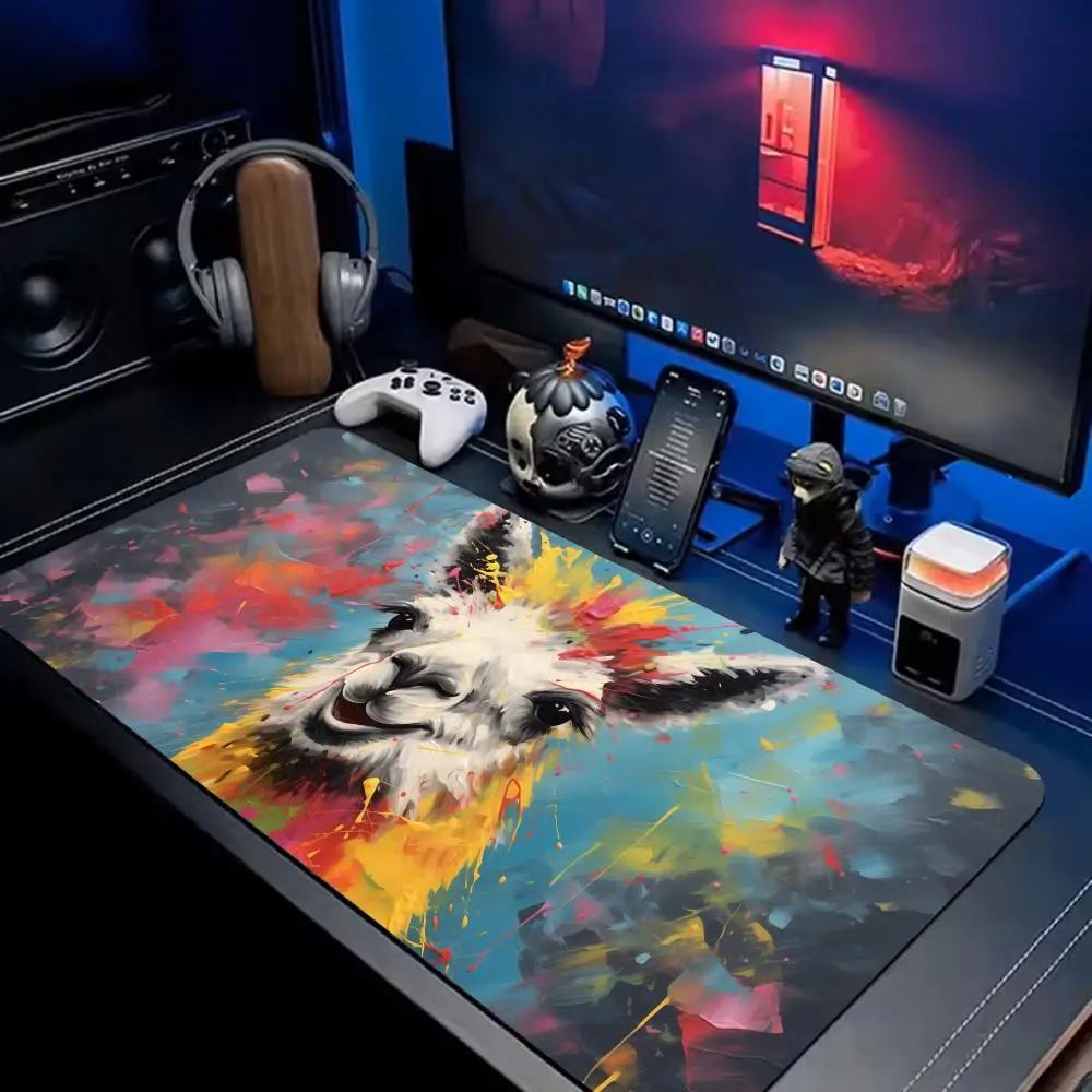 Llama Mouse Pad Extra Large XXL Extended Gaming Desk Mat Customizable natural non-slip rubber