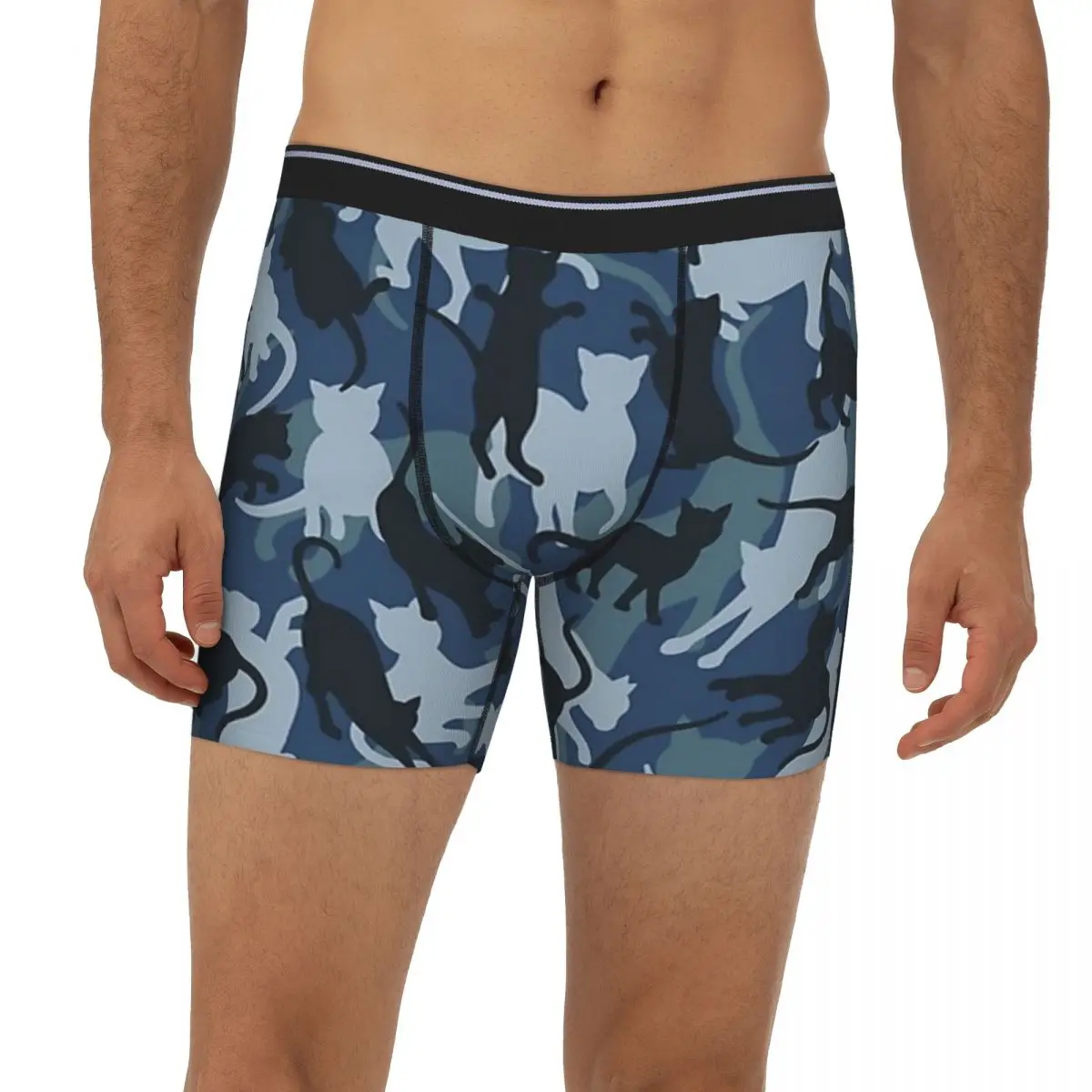 

Long Boxer Underpants Shorts Cats Army Camouflage Panties Men's Comfortable Underwear for Homme Man Boyfriend Gifts
