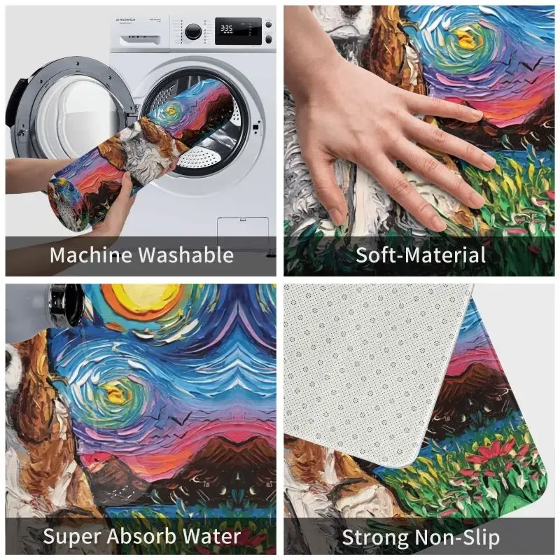 كافالير كينغ تشارلز الذليل صور الحيوانات الأليفة الفن ممسحة عدم الانزلاق المطبخ حمام حصيرة غرفة نوم شرفة باب الطابق مدخل السجاد R #4