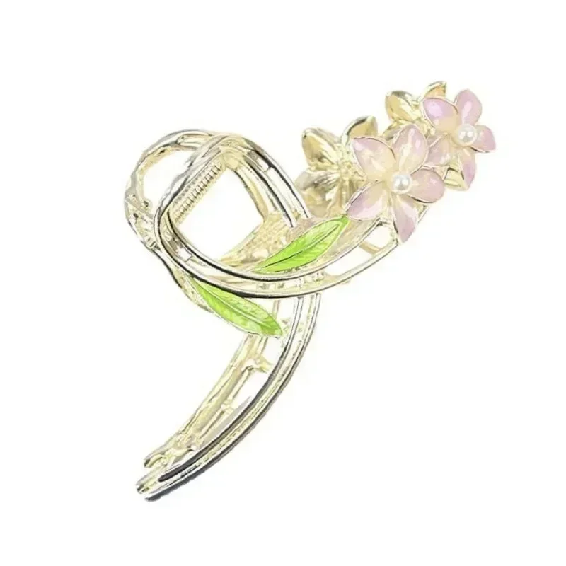 Peach Blossom Light Luxury Grip Clip Temperament Hair Clip Sweet Shark Clip Hair Accessories Simple Fairy Style Headwear