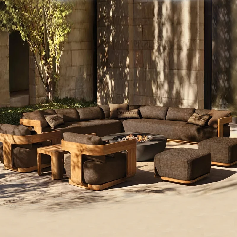 

High-End Teak Solid Outdoor Furniture Direct Sales From Manufacturer For Garden Sofa Courtyard Park Hotel Leisure Villa