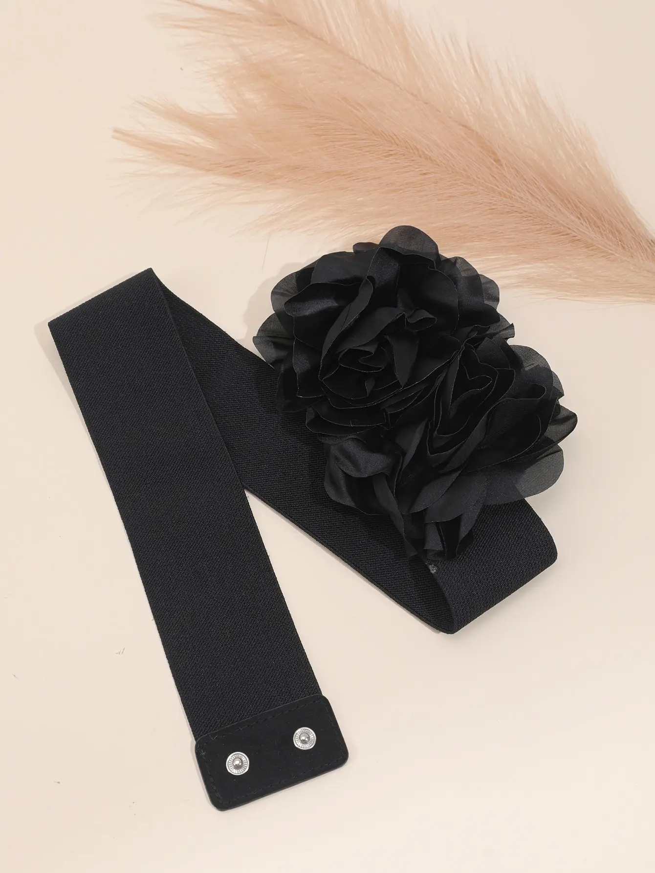 2-Petal Red Floral Design Women\'s Fashion Waist Belt