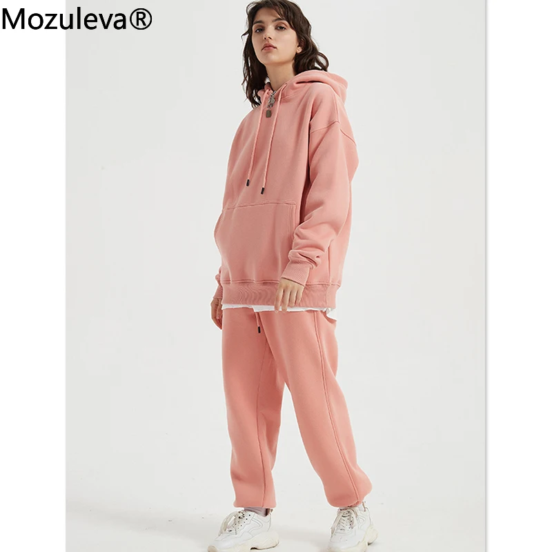 Mozuleva Winter Thicken Fleece Women Couple Sweatshirt Cotton Oversized Hoodies Sweatshirts Female Warm Pullovers Jacket Quality