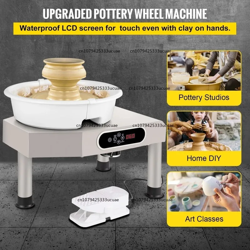 Pottery Wheel Ceramic Forming Machine 25cm LCD Touch Screen Clay Wheel 350W Electric DIY Clay Sculpting Tools with Foot Pedal