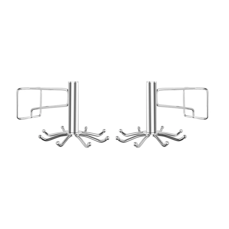 

JFBL Hot 2 PCS 360 Degrees Rotating Wall Hook Waterproof Self Adhesive Hooks 8-Claw Storage Hooks For Kitchen Bathroom