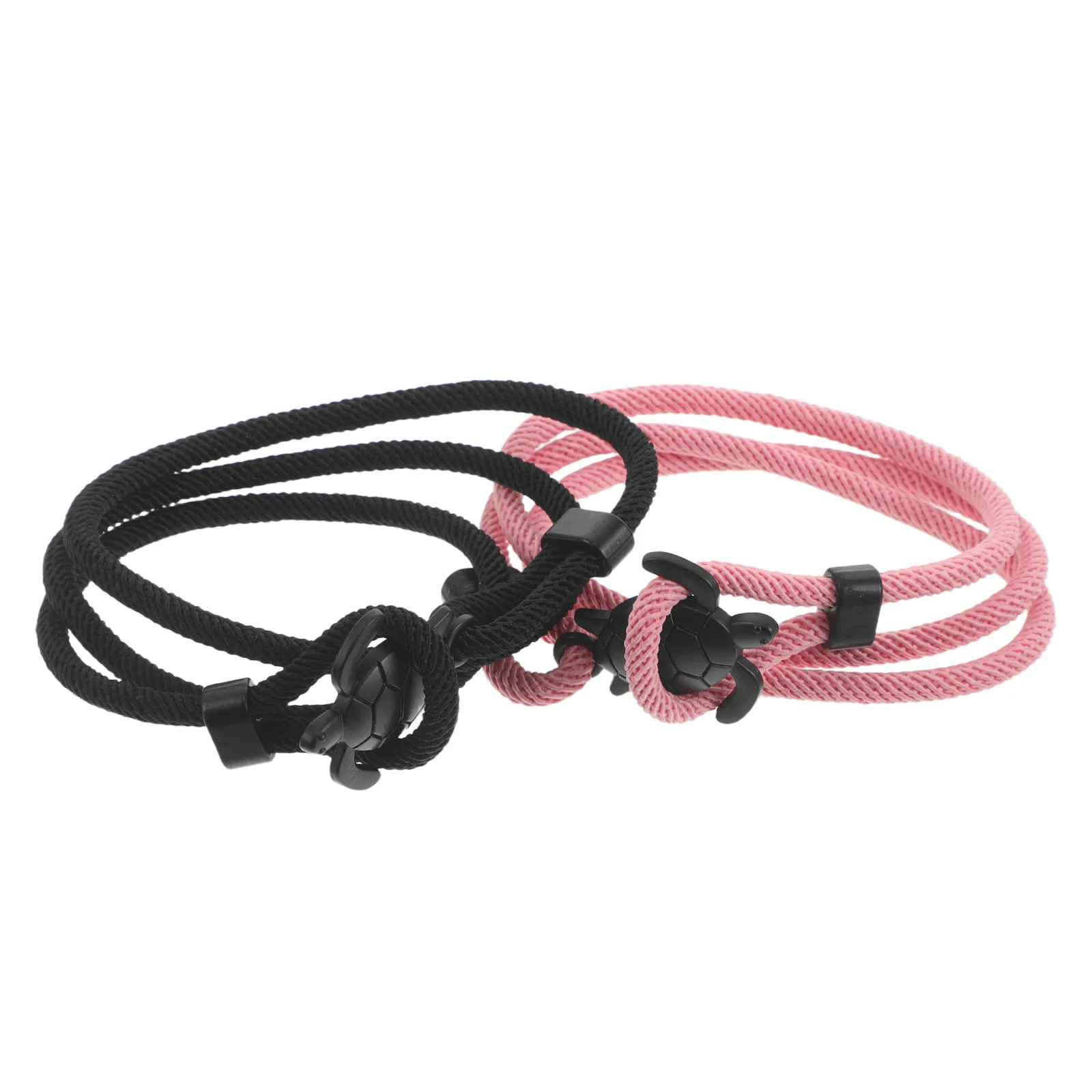 2Pcs Couple Bracelets Adjustable Braided Wristbands Sea Turtle Pendant Matching Relationship Jewelry Accessories