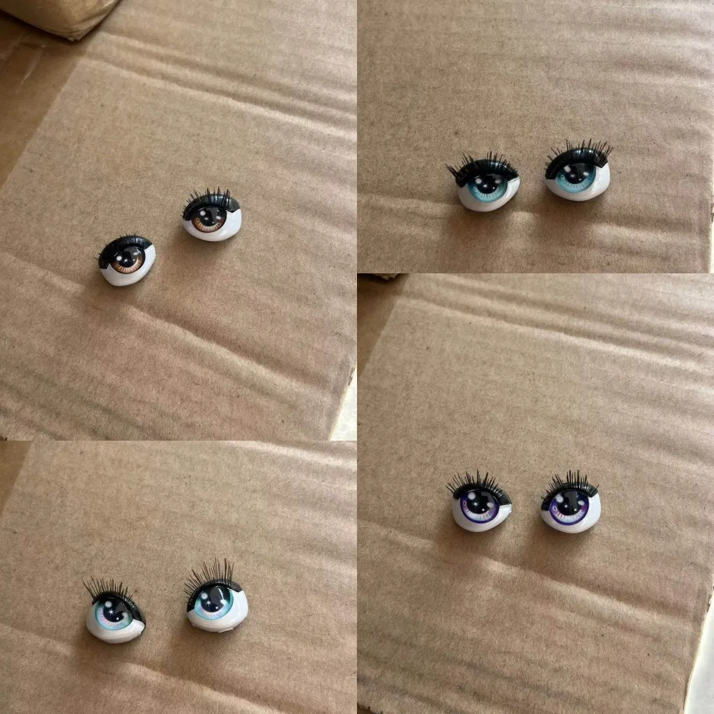 Con pestañas reales muñeca de pelo colorido grandes accesorios originales DIY cabezas de muñeca de pelo arco iris kuailesenlin gao shangjia