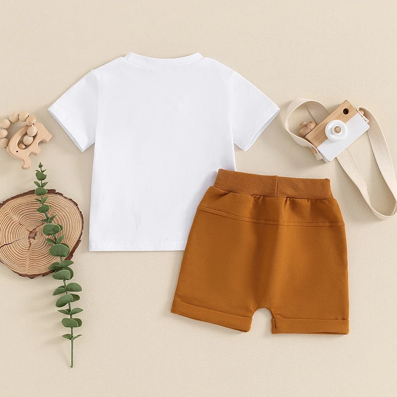 

Toddler Baby Boy Summer Clothes Mamas Little Boy Short Sleeve T Shirt Tops Infant Rolled Stretch Shorts Set