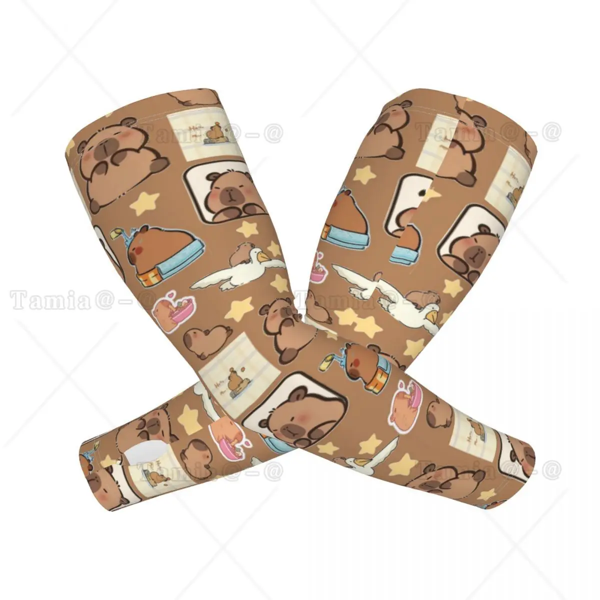 Custom Capybara Sports Compression Arm Sleeves Warmer Women Men Sun UV Protection Tattoo Cover Up for Fishing
